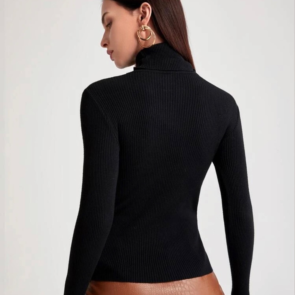 Turtleneck Ribbed Knit Sweater